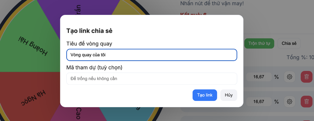 Cấu hình thông tin của link được chia sẻ