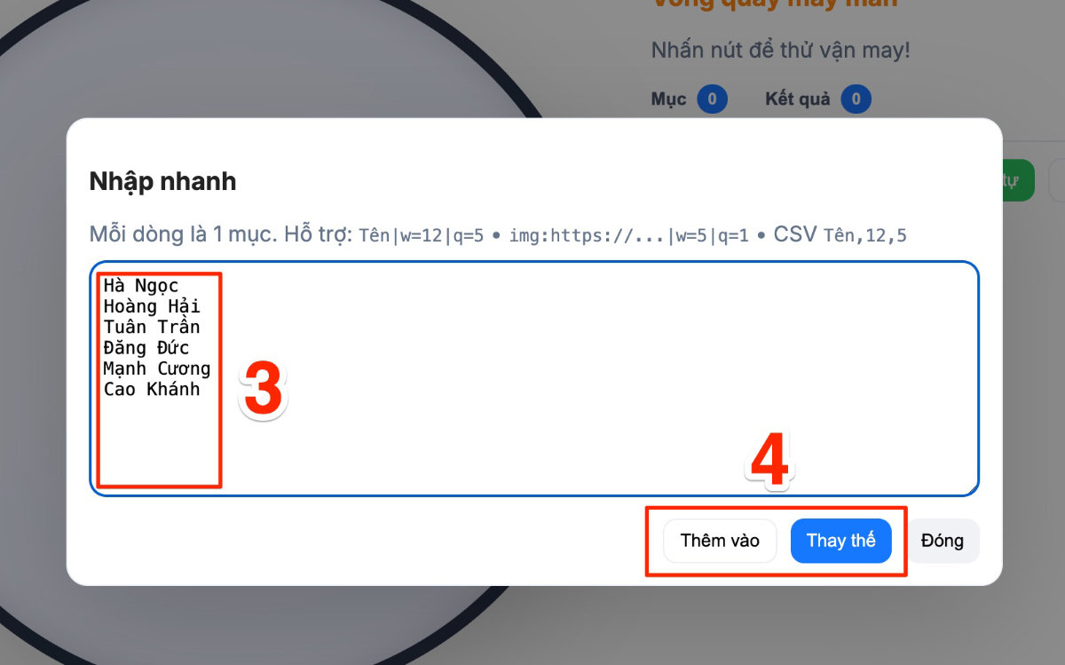 Nhập dữ liệu của bạn vào ô trống